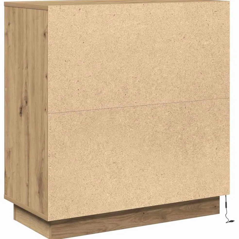 vidaXL LED Sideboard Artisanaal eiken 71 x 34,5 x 75 cm Bewerkt hout
