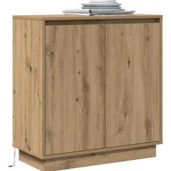 vidaXL LED Sideboard Artisanaal eiken 71 x 34,5 x 75 cm Bewerkt hout