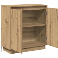 vidaXL LED Sideboard Artisanaal eiken 71 x 34,5 x 75 cm Bewerkt hout