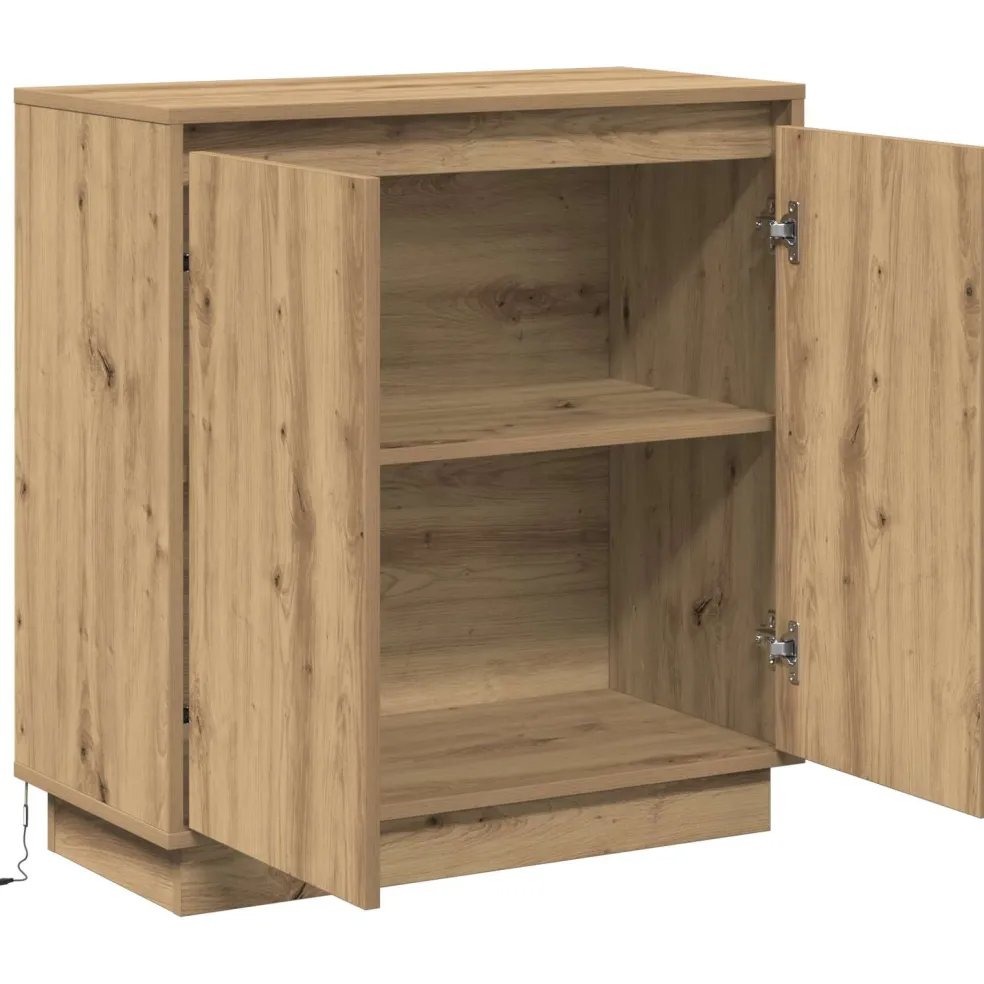 vidaXL LED Sideboard Artisanaal eiken 71 x 34,5 x 75 cm Bewerkt hout