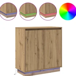 vidaXL LED Sideboard Artisanaal eiken 71 x 34,5 x 75 cm Bewerkt hout