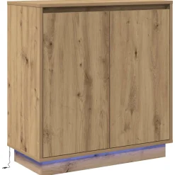 vidaXL LED Sideboard Artisanaal eiken 71 x 34,5 x 75 cm Bewerkt hout
