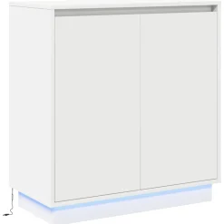 vidaXL LED Sideboard Wit 71 x 34,5 x 75 cm Bewerkt hout