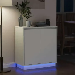 vidaXL LED Sideboard Wit 71 x 34,5 x 75 cm Bewerkt hout