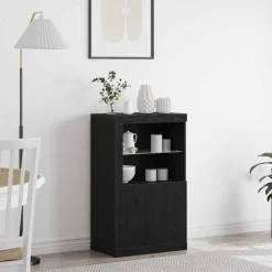 vidaXL LED Sideboard 60,5 x 37 x 100 cm Bewerkt hout Zwart Eiken