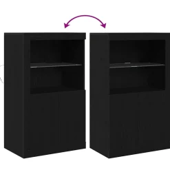 vidaXL LED Sideboard 60,5 x 37 x 100 cm Bewerkt hout Zwart Eiken