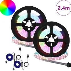 vidaXL LED-strip 2 st Zwart en transparant Koper en kunststof