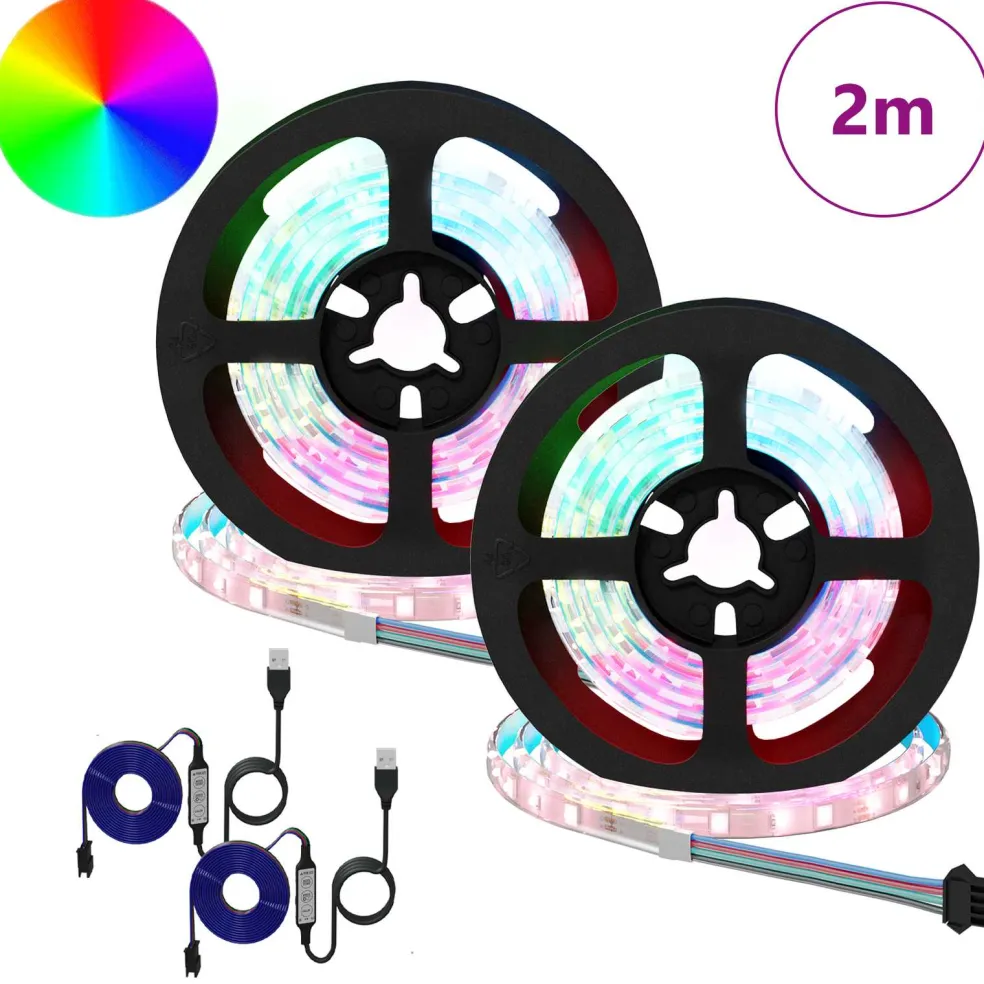 vidaXL LED-strip 2 st Zwart en transparant Koper en kunststof