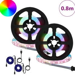 vidaXL LED-strip 2 st Zwart en transparant Koper en kunststof