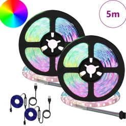 vidaXL LED-strip 2 st Zwart en transparant Koper en kunststof