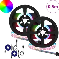 vidaXL LED-strip 2 st Zwart en transparant Koper en kunststof