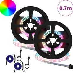vidaXL LED-strip 2 st Zwart en transparant Koper en kunststof