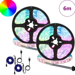 vidaXL LED-strip 2 st Zwart en transparant Koper en kunststof