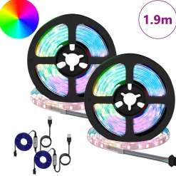 vidaXL LED-strip 2 st Zwart en transparant Koper en kunststof