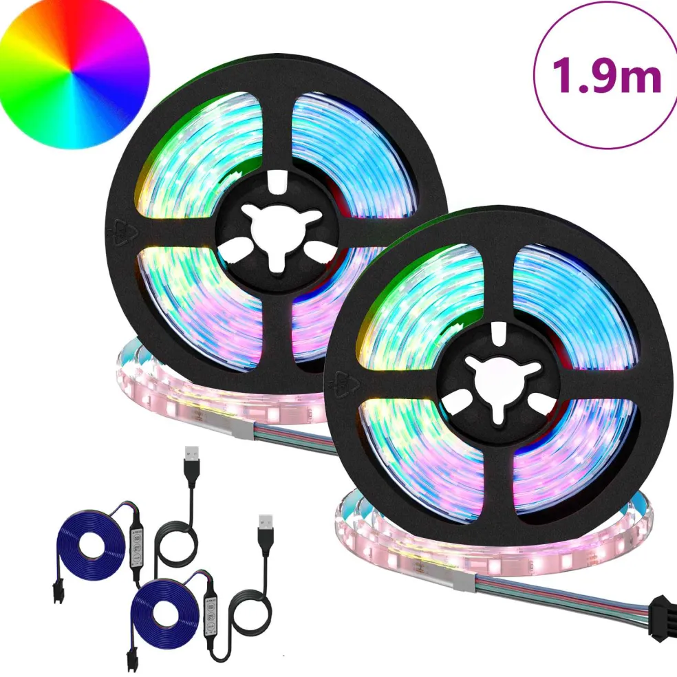 vidaXL LED-strip 2 st Zwart en transparant Koper en kunststof