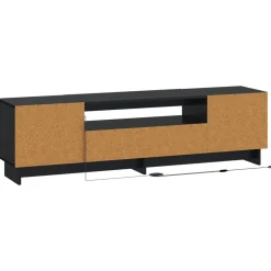 vidaXL LED tv-meubel EDE 153 x 35 x 43 cm Zwart Bewerkt hout