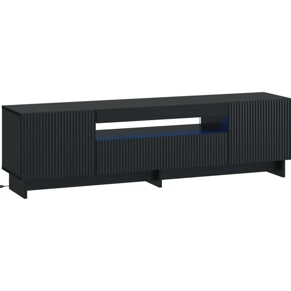 vidaXL LED tv-meubel EDE 153 x 35 x 43 cm Zwart Bewerkt hout