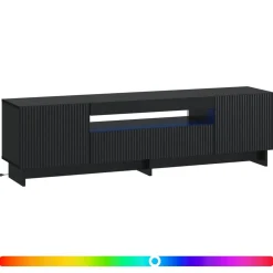 vidaXL LED tv-meubel EDE 153 x 35 x 43 cm Zwart Bewerkt hout