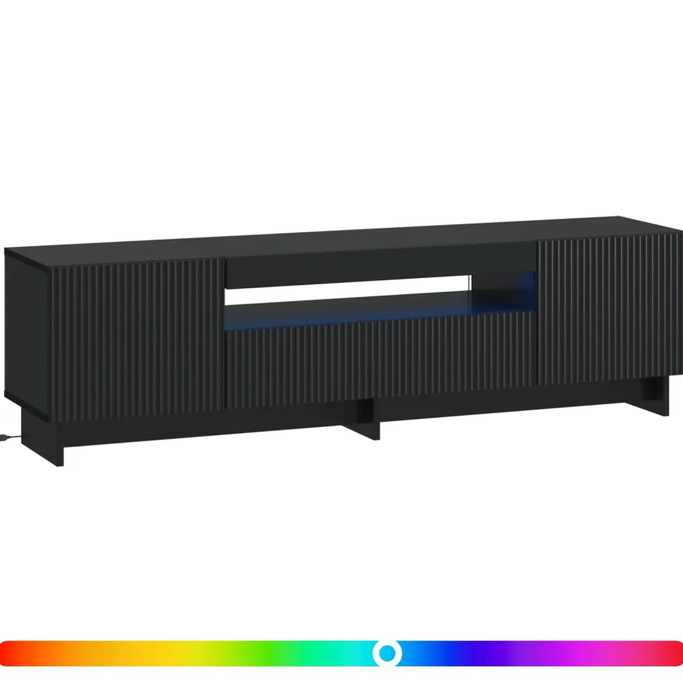 vidaXL LED tv-meubel EDE 153 x 35 x 43 cm Zwart Bewerkt hout