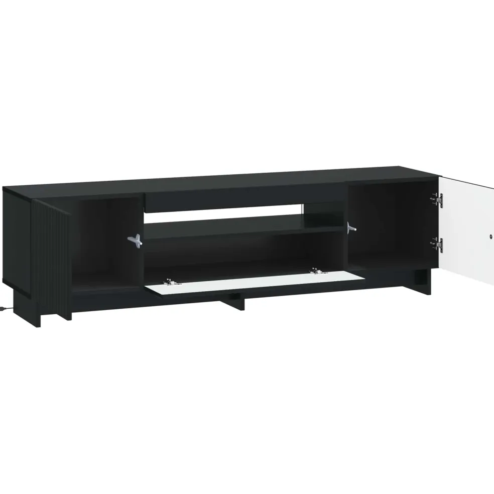 vidaXL LED tv-meubel EDE 153 x 35 x 43 cm Zwart Bewerkt hout