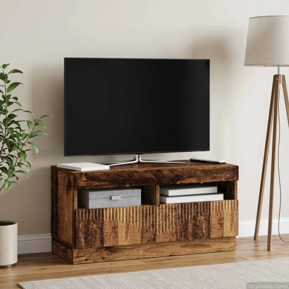 vidaXL LED tv-meubel Oud hout Bewerkt hout
