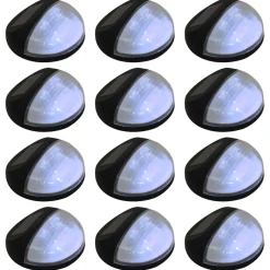 vidaXL LED-wandlampen solar rond zwart 12 st