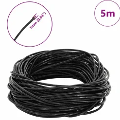 vidaXL Leren Koord 1 Zwart Ø1 mm x 5 m Leer