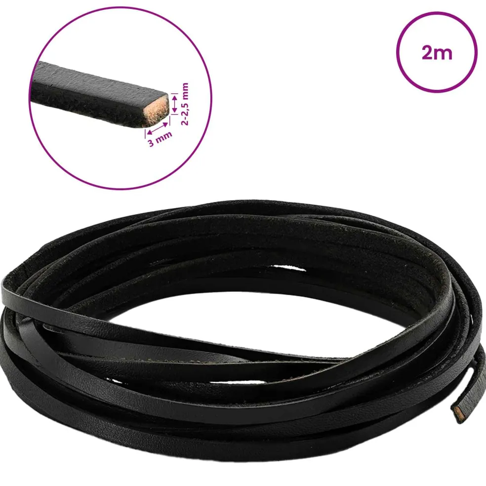 vidaXL Leren riem 1 Zwart 200 x 0,3 cm Leer