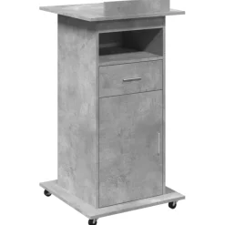 vidaXL Lessenaar met wielen en lade 55x55x107 cm hout betongrijs