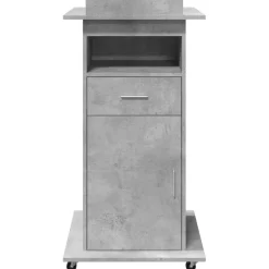 vidaXL Lessenaar met wielen en lade 55x55x107 cm hout betongrijs