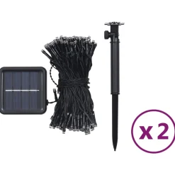 vidaXL Lichtsnoeren 2 st met 2x200 LED's solar binnen/buiten blauw