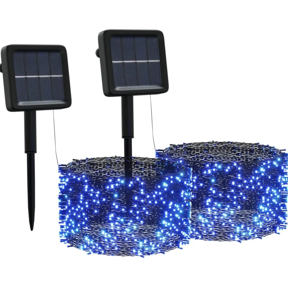 vidaXL Lichtsnoeren 2 st met 2x200 LED's solar binnen/buiten blauw