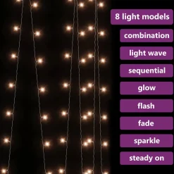 vidaXL Lichtsnoergordijn met 300 LED's en 8 functies 3x3 m warmwit