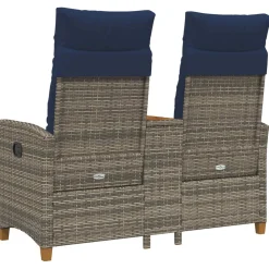 vidaXL Ligbank met tafel 2 -Seater 126 x 65 x 112 cm poly rattan