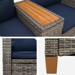 vidaXL Ligbank met tafel 2 -Seater 126 x 65 x 112 cm poly rattan