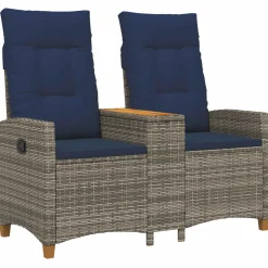 vidaXL Ligbank met tafel 2 -Seater 126 x 65 x 112 cm poly rattan