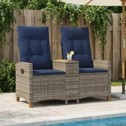vidaXL Ligbank met tafel 2 -Seater 126 x 65 x 112 cm poly rattan