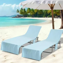 vidaXL Ligbedhanddoeken 2 st Blauw 210 x 75 cm