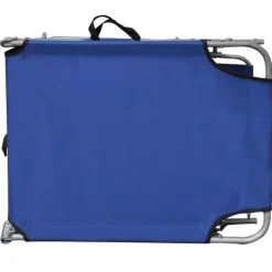 vidaXL Ligbed inklapbaar met luifel aluminium blauw