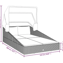 vidaXL Ligbed met inklapbaar dak 200x114x128 cm poly rattan grijs