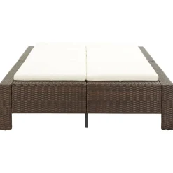 vidaXL Ligbed met kussen 2-persoons poly rattan bruin
