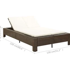 vidaXL Ligbed met kussen 2-persoons poly rattan bruin