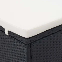 vidaXL Ligbed met kussen 2-persoons poly rattan zwart