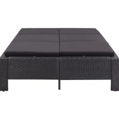 vidaXL Ligbed met kussen 2-persoons poly rattan zwart