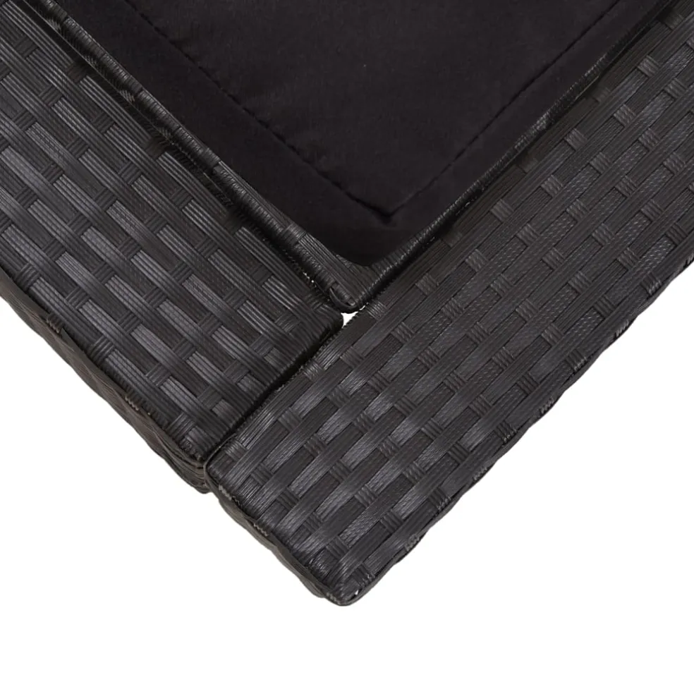 vidaXL Ligbed met kussen 2-persoons poly rattan zwart