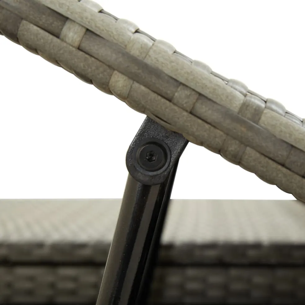 vidaXL Ligbed met kussen 2-persoons poly rattan grijs