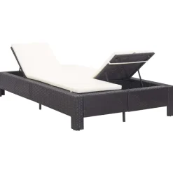vidaXL Ligbed met kussen 2-persoons poly rattan zwart