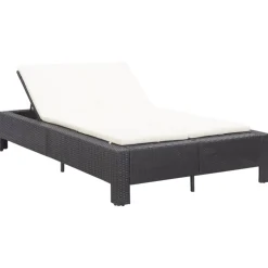 vidaXL Ligbed met kussen 2-persoons poly rattan zwart