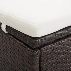 vidaXL Ligbed met kussen 2-persoons poly rattan bruin