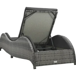 vidaXL Ligbed met kussen poly rattan antraciet